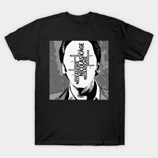 Nicolas Cage stolen face black white vector art fan works graphic design by ironpalette T-Shirt